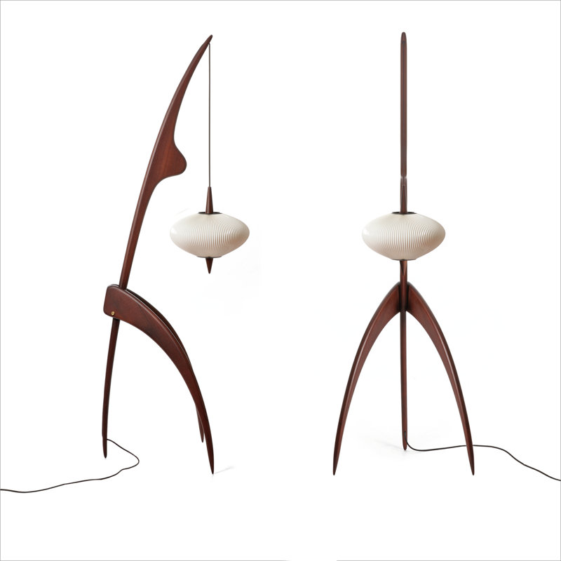 Praying Mantis Floor Lamp, French Walnut