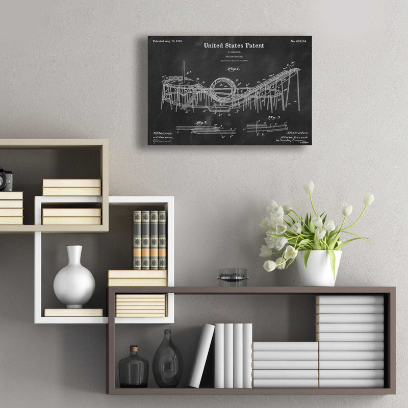 «Roller Coaster Blueprint Vernis Chalkboard», art mural en verre acrylique, H 16 po x l 24 po x P 0,2 po