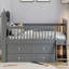 Cadre de lit simple avec fonction de rangement 4 tiroirs, cadre de lit en bois pour chambre d'enfant, cadre de lit plateforme simple avec garde-corps avec tête de lit et échelle-664607835
