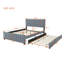 Lit plateforme tapissier grand en velours avec lit gigogne simple TG et tête de lit capitonnée-129963548