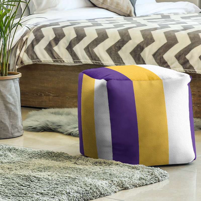 Repose-pieds cubique Tennessee, H 13 po x l 13 po x P 13 po, Jaune / violet