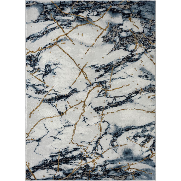 Madilin Abstract Machine Woven Polypropylene Area Rug in Ivory/Gray/Brown