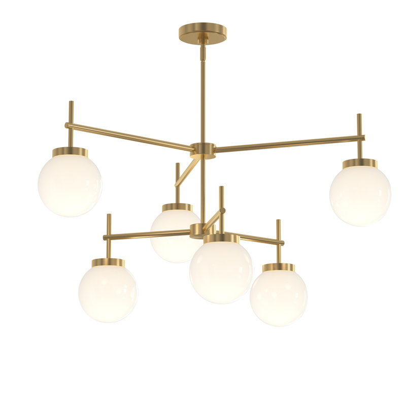 Rigsby Six-Light Brushed Gold Two-Tier Chandelier, Brushed Gold
