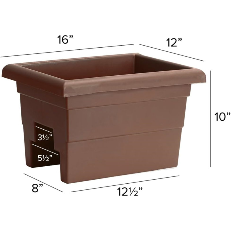 Winston Porter Root & Vessel Countryside Plastic Rail Planter, Brown, 16in