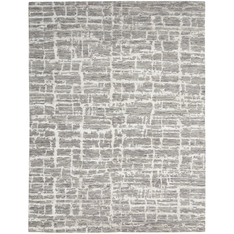Abstract Hand Knotted Area Rug, Rectangle 7'9" x 9'9"