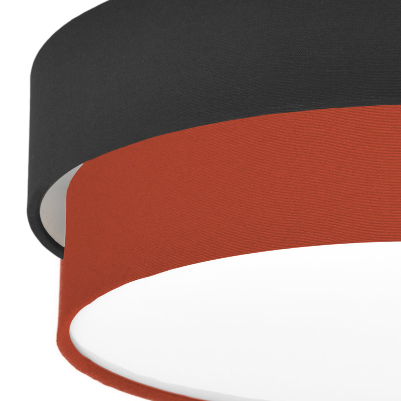 Avory Flush Mount, Black / Brick Red