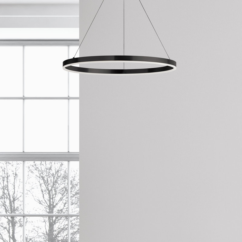 1 - Light LED Pendant, Matte Black