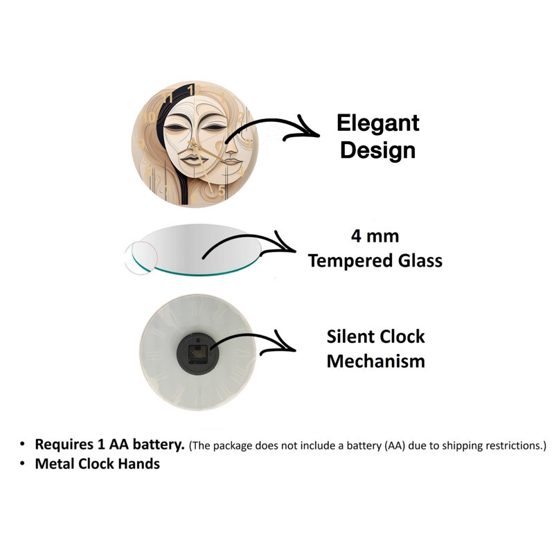 Horloge murale silencieuse 24 po Modern Art, Blanc