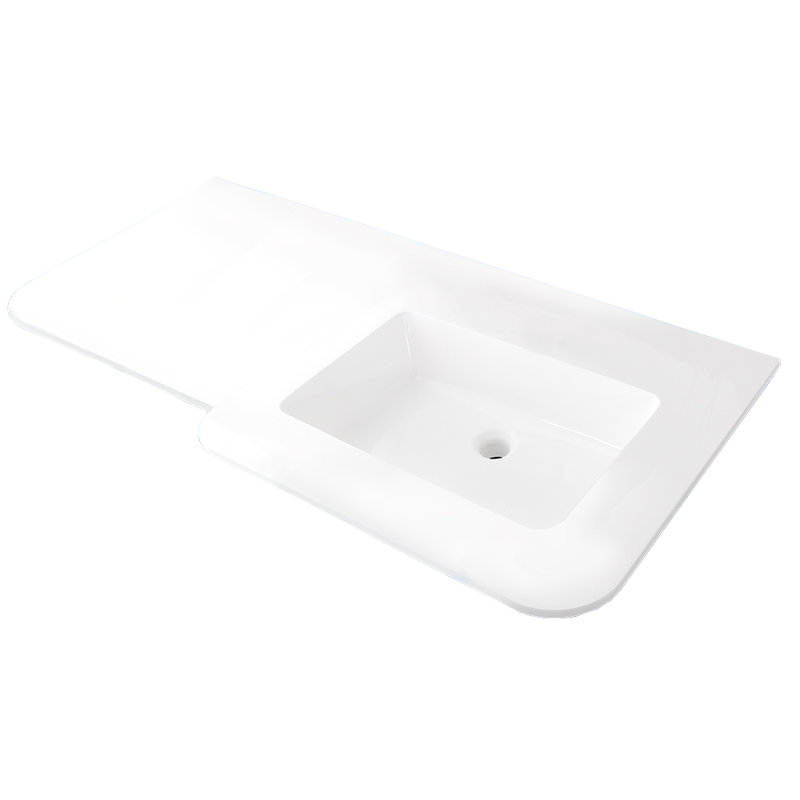 Kubitop 48'' L Bathroom Sink, Wall Mounted Faucet, Matte White