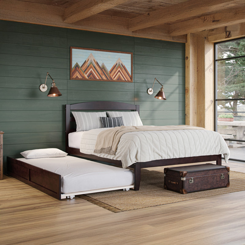 Elliana Solid Wood Platform Bed with Trundle, Queen, Espresso