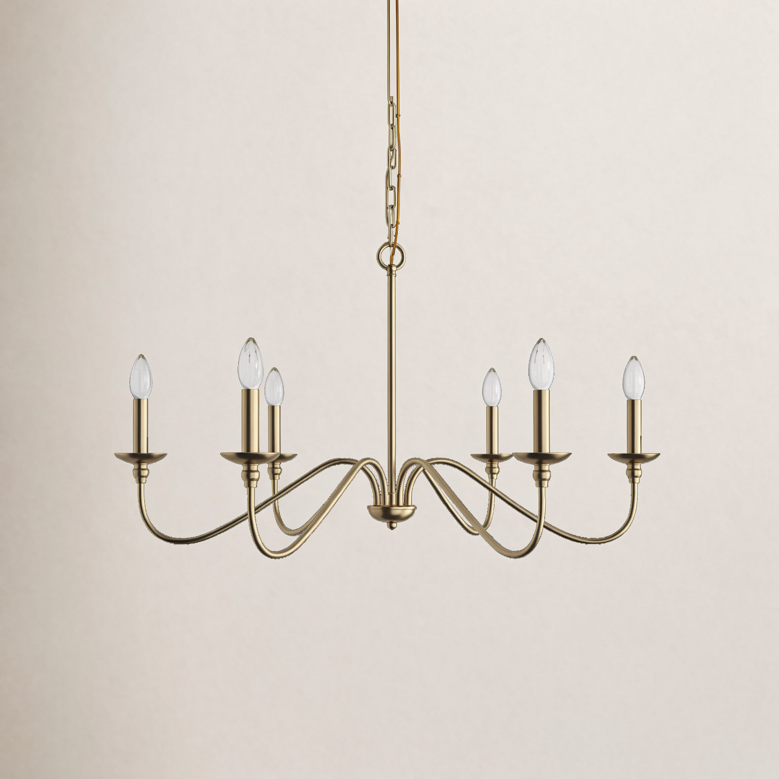 Ableton Iron 6-Light Chandelier, 19" H x 36" W x 36" D, Satin Gold