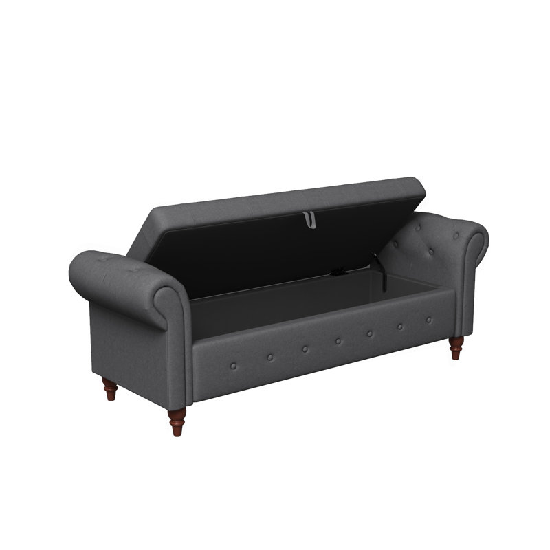 Banc de lit en tissu gris foncé, Dark Grey