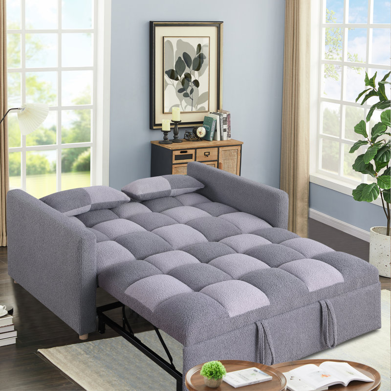 Pickron 53.5'' Sofa Bed, Gray Polyester Blend