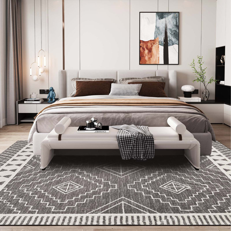 Imitation Cashmere Geometric Carpet, Rectangle 5' x 8'