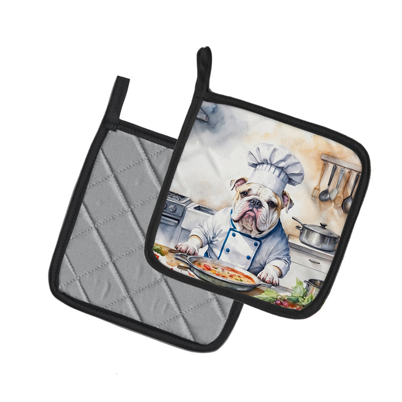 Caroline's Treasures The Dog Chef Polyester Potholder Set