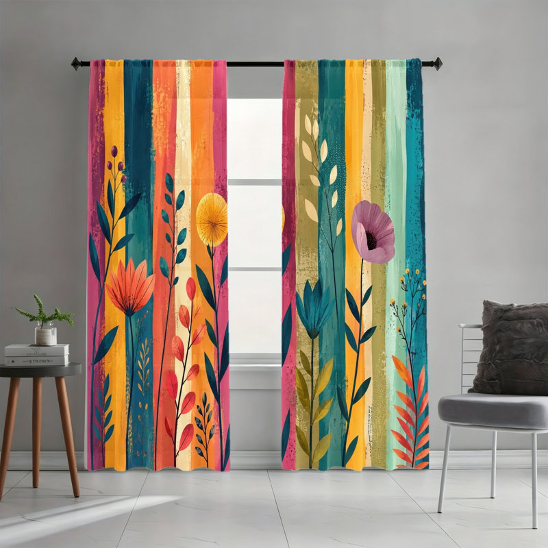 Rideau filtrant la lumière 2 pièces Boho, W52inch*H63inch×2PCS