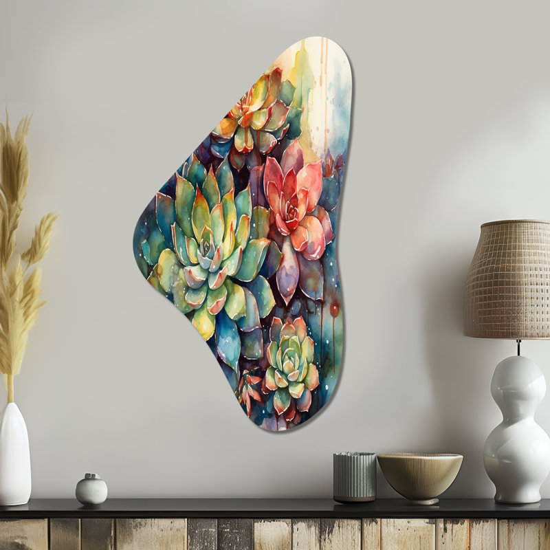 Art mural asymétrique en métal Manuli - Cactus Boomerang, H 39 po x l 21 po