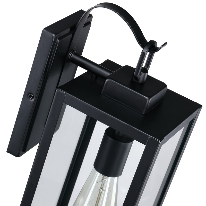 Schlesinger Outdoor Rectangular Clear Glass Shade Wall Light, Matte Black, 17.75" H x 6" W x 6" D