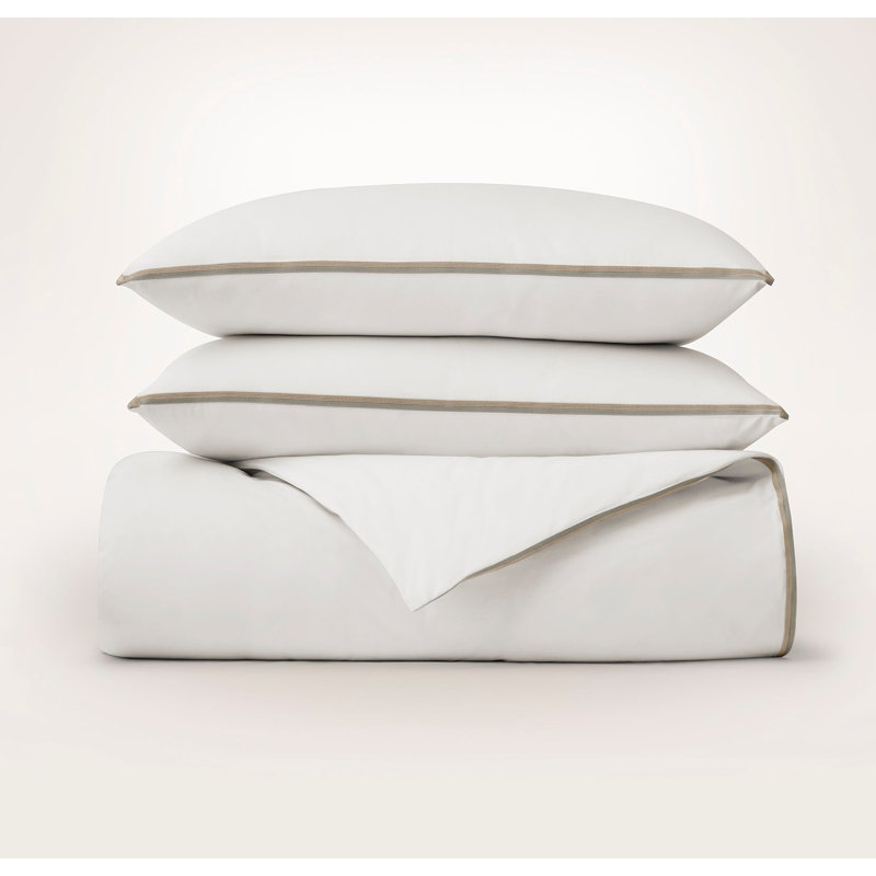 Percale Embellished Duvet Set, Full;Queen