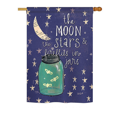 Fireflies à 2 côtés 40 x 28 po. lune étoiles à pots en polyester inspirationn drapeau maison