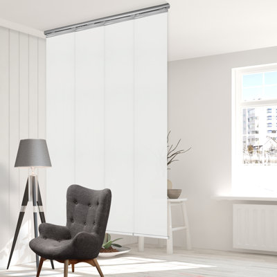 Sage Gray 4-Panel Single Rail Panel Track Extendable 34"-57"W x 91.4"H, Panel width 15.75"