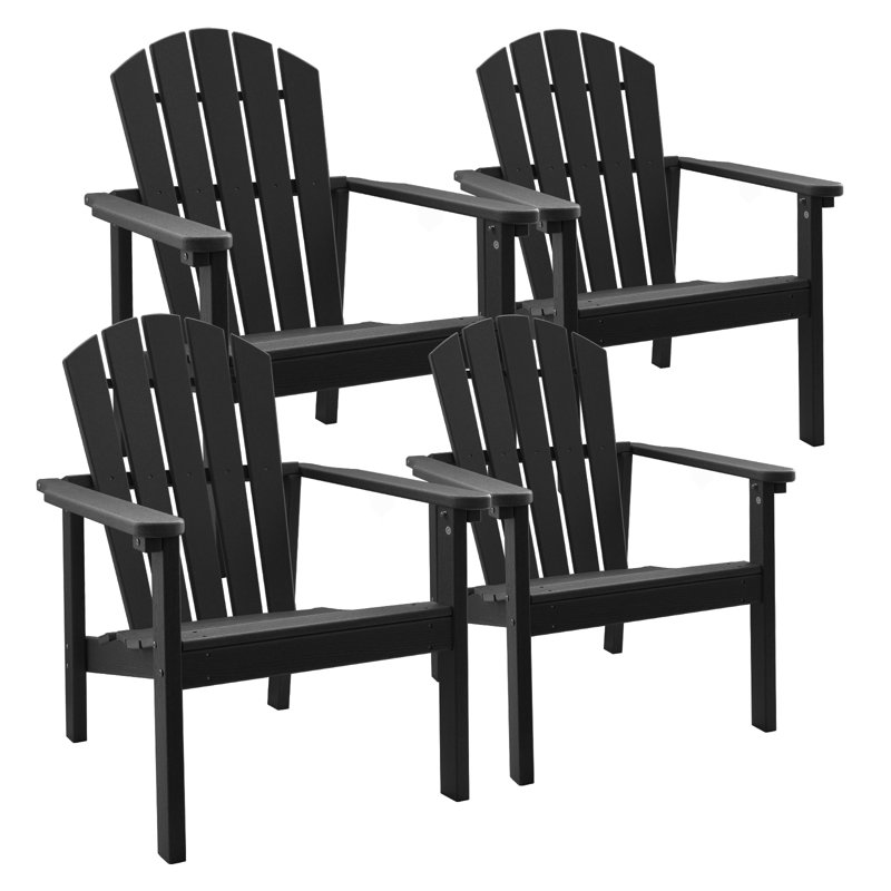 All Weather HDPE Stackable Adirondack Chair,Space-Saving Outdoor Patio Chair,4Pcs, Black