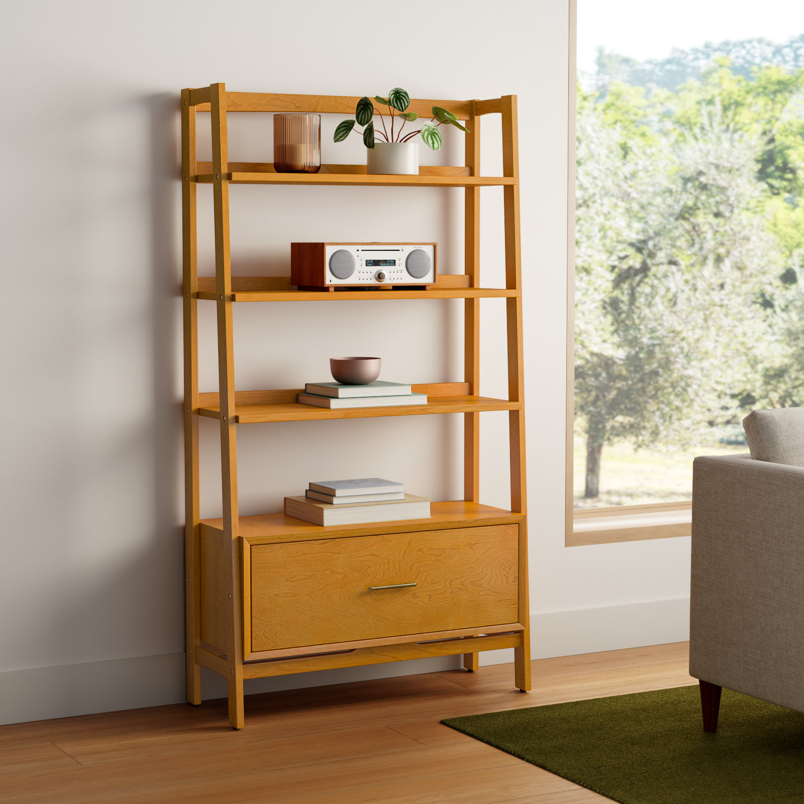 Stiles Etagere Bookcase, Acorn, 70"H x 38"W x 15"D 