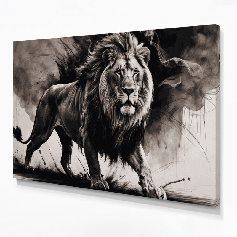 «Big Cats Barbary Lion», art mural sur toile noire, H 11 po x l 14 po
