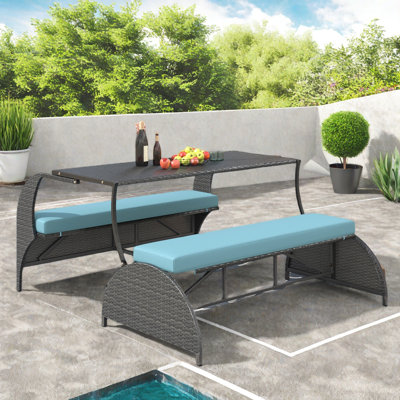 Versatile Outdoor Loveseat That Converts To Four Seats And A Table by Winston Porter