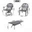 Ensemble de salle à manger 7 pièces en fonte d'aluminium toutes saisons comprenant 2 chaises pivotantes, 4 chaises et une table rectangulaire avec cadre noir