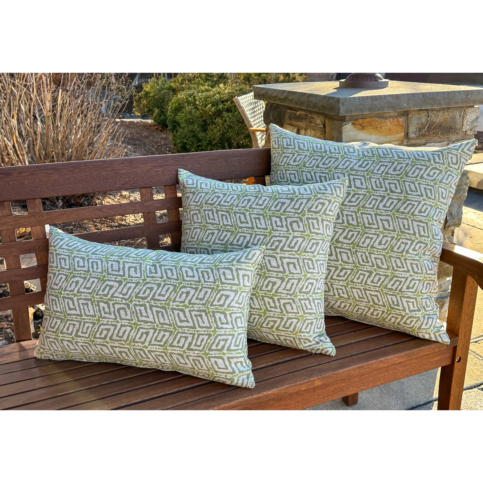 Liza Pillow Cover & Insert Square in Green/White, 16" x 16"