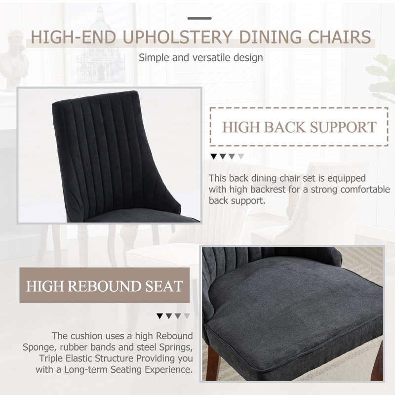 Round Pedestal Dining Set with Rayon Cloth Flocking Fabric Dining Chairs Set, Black, Black, Black