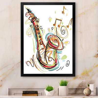 Musique, saxophone, dessin abstrait II - peinture