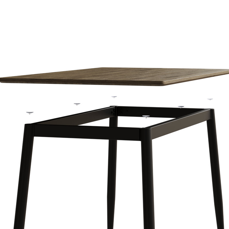 Table de salle à manger moderne minimaliste en grain de bois, table de salle à manger élégante, table de salle à manger de cuisine, robuste et durable, facile à assembler, pieds en métal noir, convient à 4 à 6 personnes, convient à la maison