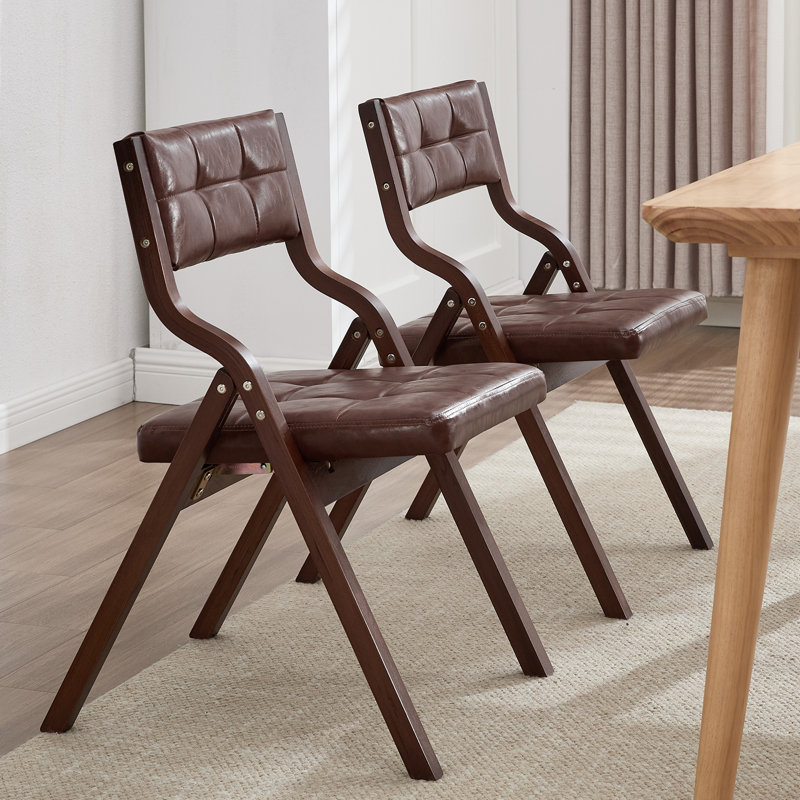 Chaise pliante rembourrée souple polyvalente: parfaite pour les repas et la détente, Similicuir brun / cadre brun