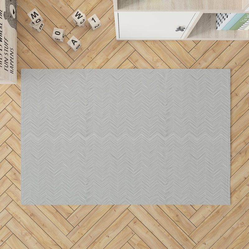 Chevy Thin Kids Play Mat, Rectangle 36" x 60", Ivory/Charcoal