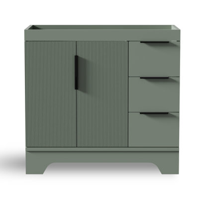 Base de meuble-lavabo simple 36 po Mid-Century moderne, sans comptoir d'évier