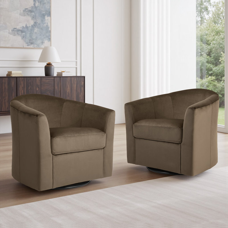 Upholstered Swivel Barrel Chair, Coffee