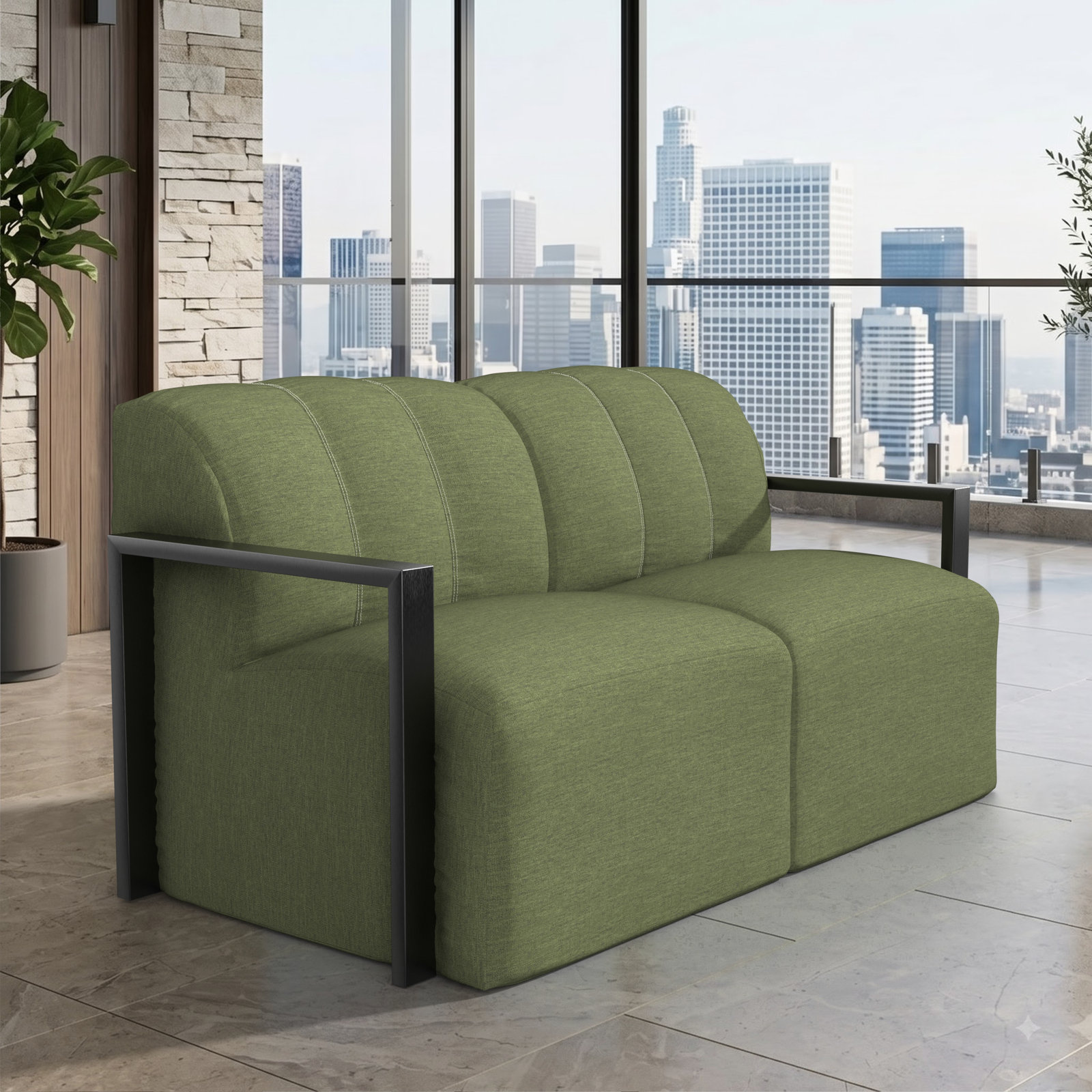 Rosalie 62" Sunbrella® Patio Loveseat, Sunbrella® Canvas Fern