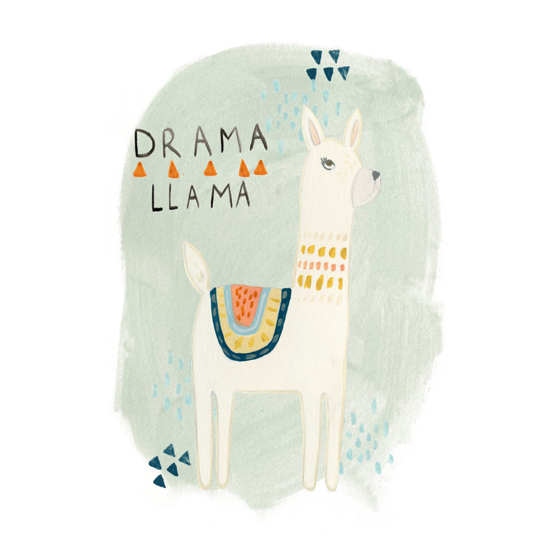 Llama Squad II by June Erica Vess - Painting on Canvas, 76cm H x 51cm W, Wrapped Canvas