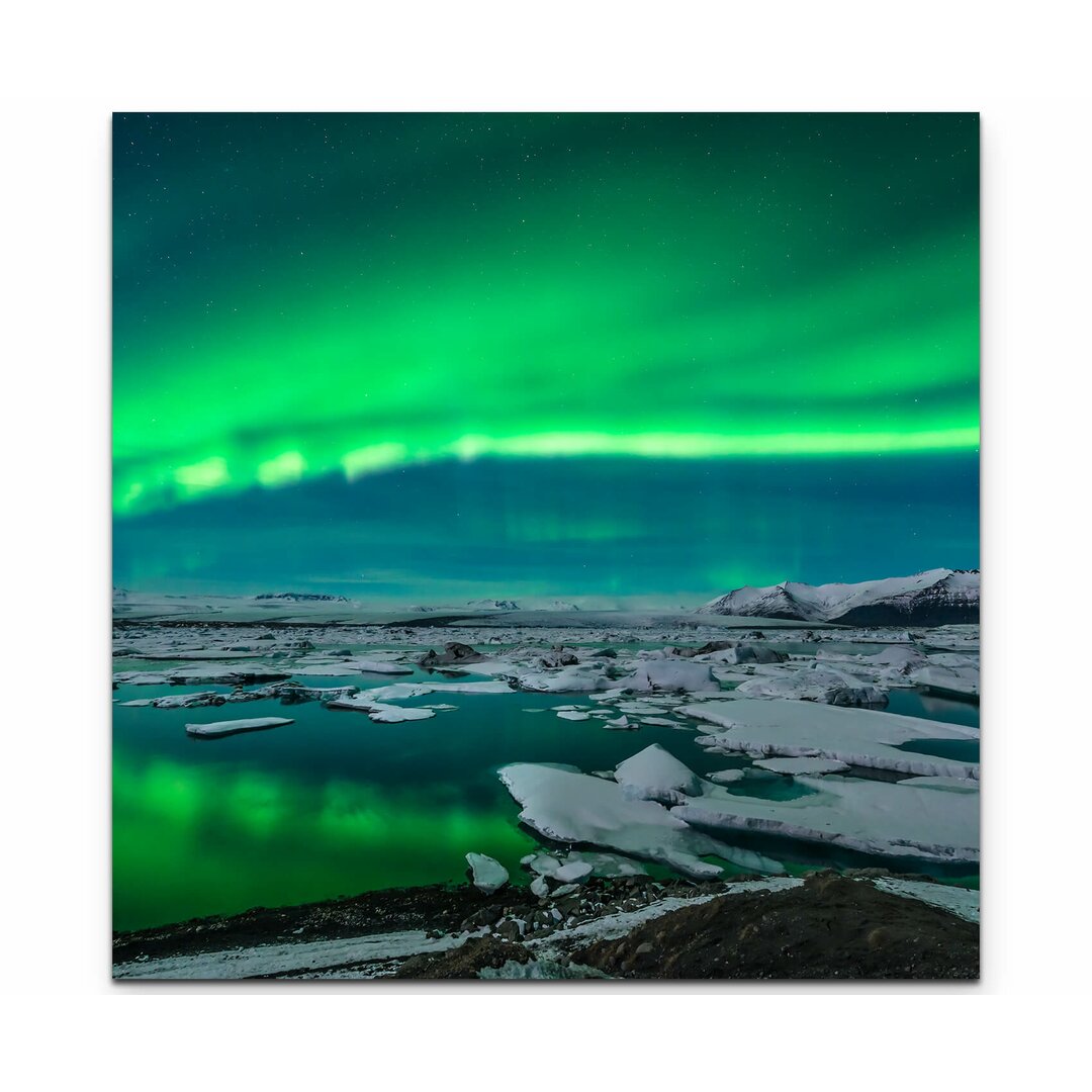 Leinwandbild Spektakuläres Polarlicht über Jokulsarlon Island