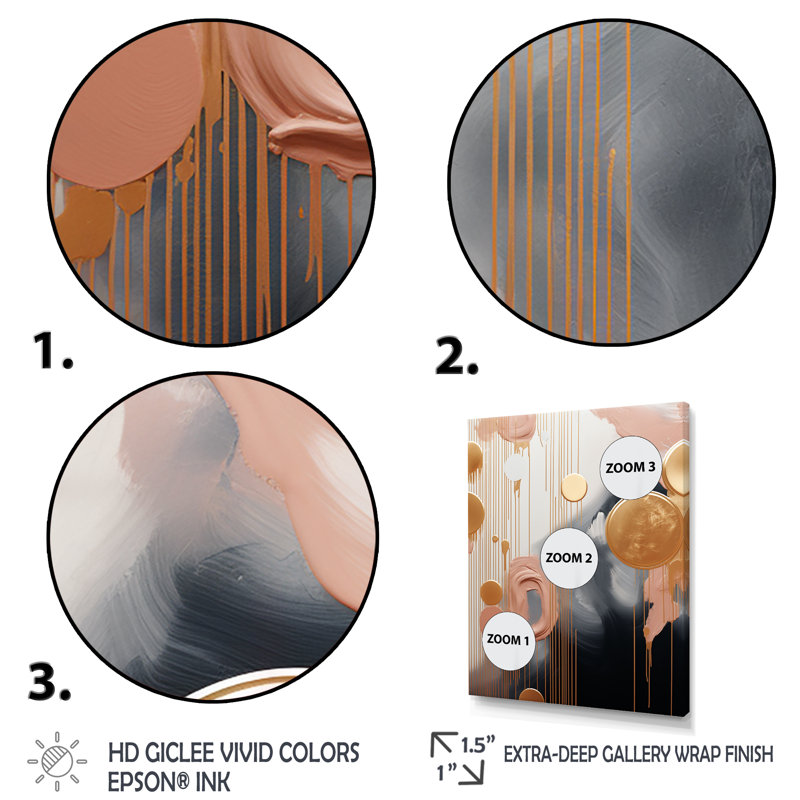 Or et blanc formes abstraites Harmony IV - formes abstraites, art mural, H 40 po x l 30 po x P 1,5 po, Cadre flottant doré