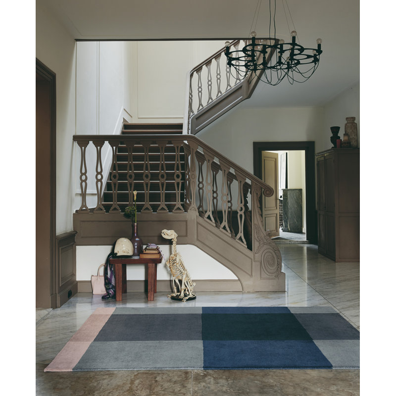 Hand Tufted Wool Plaid Area Rug in Gray/Blue/Pink, Rectangle 8'2" x 11'6"