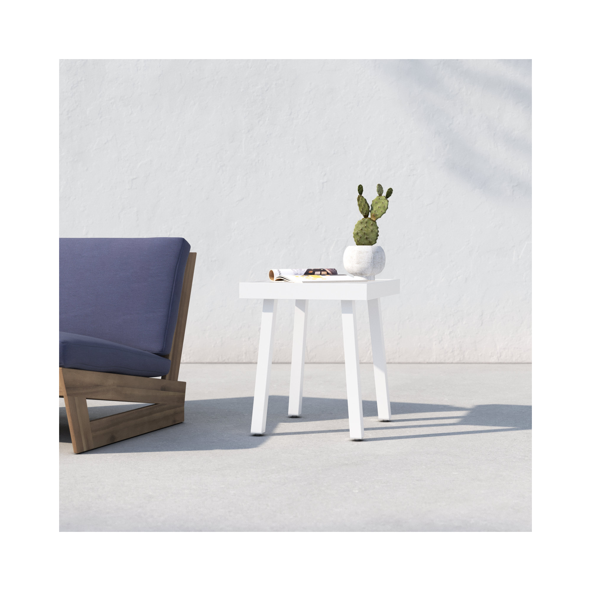 Armando 20'' Aluminum Outdoor Side Table, White
