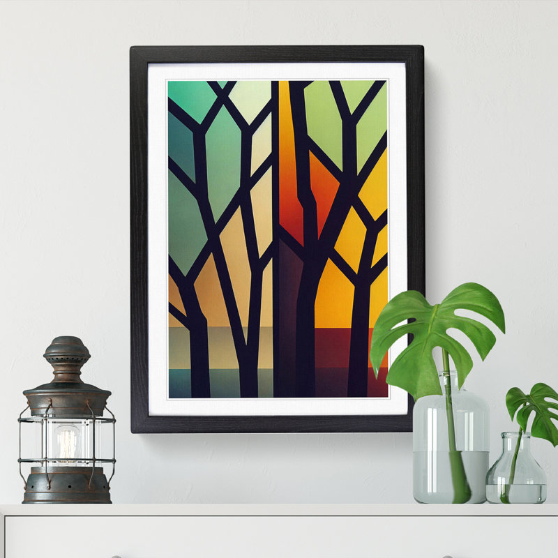 Tree Abstract Block Vol.7 - Single Picture Frame Print, Oak, 46cm H x 34cm W x 2cm D