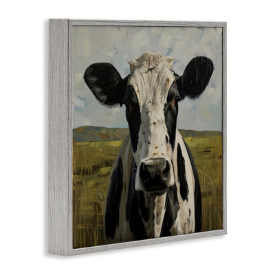 Vache tachetée dans une pâture, estampe numérique, design par LSR Creative Studio