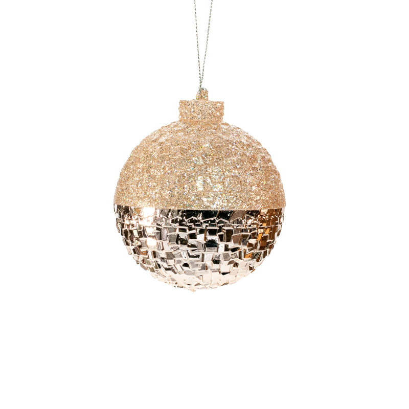Ornement boule pâle suspendue bleu pâle, Argent / rose