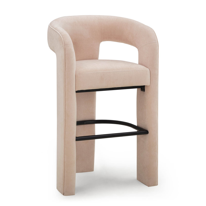 Malone Blush Performance Fabric Bar Stool, Bar Stool (29.7" Seat Height), Blush