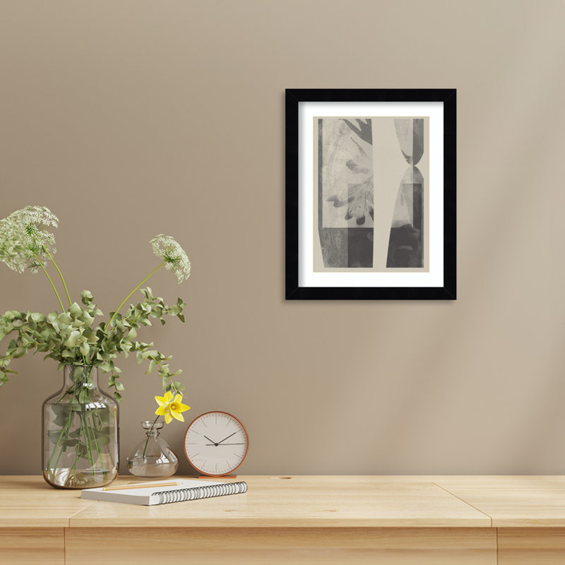 «Neutral Organic Shapes in taupe and White» par Pearlstein Wood, reproduction d'art encadrée, Noir Svelte, H 13 po x l 11 po