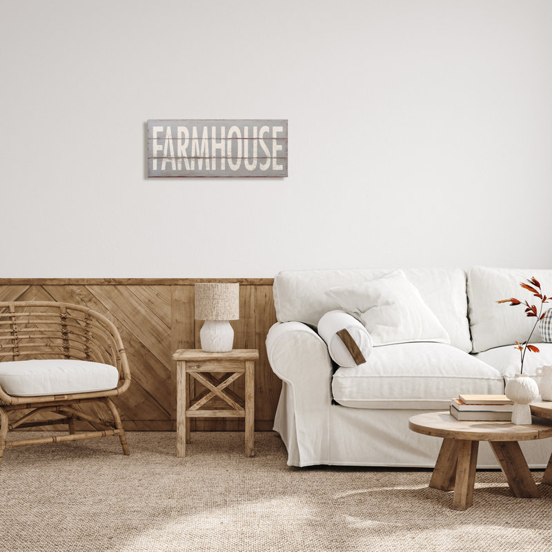 «Farmhouse Rustic Wood Textured Word Design», impression sur toile, H 10 po x l 24 po
